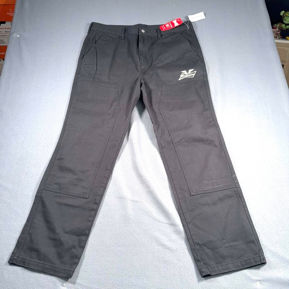 PacSun X Budweiser Double Knee Workwear Pants‎ Men's Sz 36x29 Black Khaki NWT